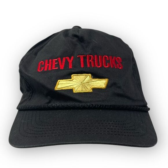 Chevy Trucks Vintage Hat Cap YoungAn Black Embroidered Red Yellow SnapBack OSFM - Picture 1 of 8